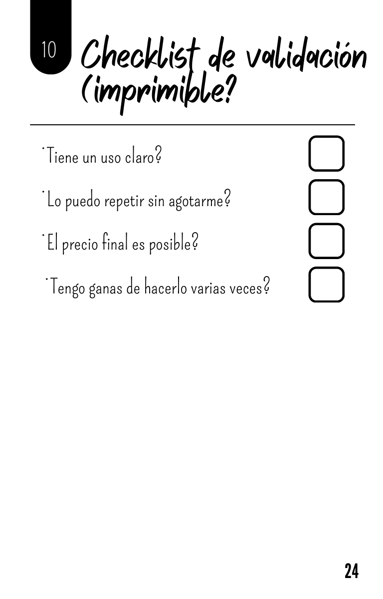 Página 24 de la guía: Checklist de validación imprimible